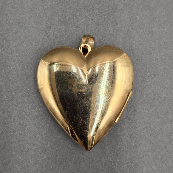 Vintage Gold Tone Filigree Heart Locket Pendant 2" Statement Piece - Picture 3 of 4